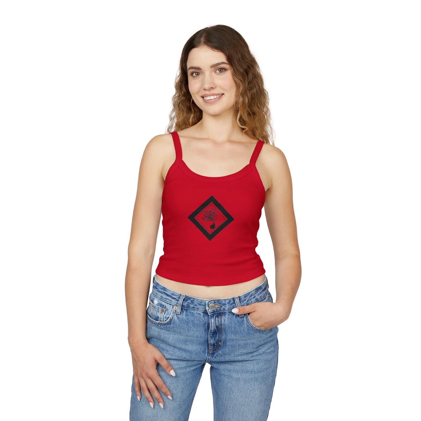 Stylish Women's Spaghetti Strap Tank Top, Casual Summer Wear, Trendy Apparel, Perfect for Festivals and Vacations, Graphic Design Tank