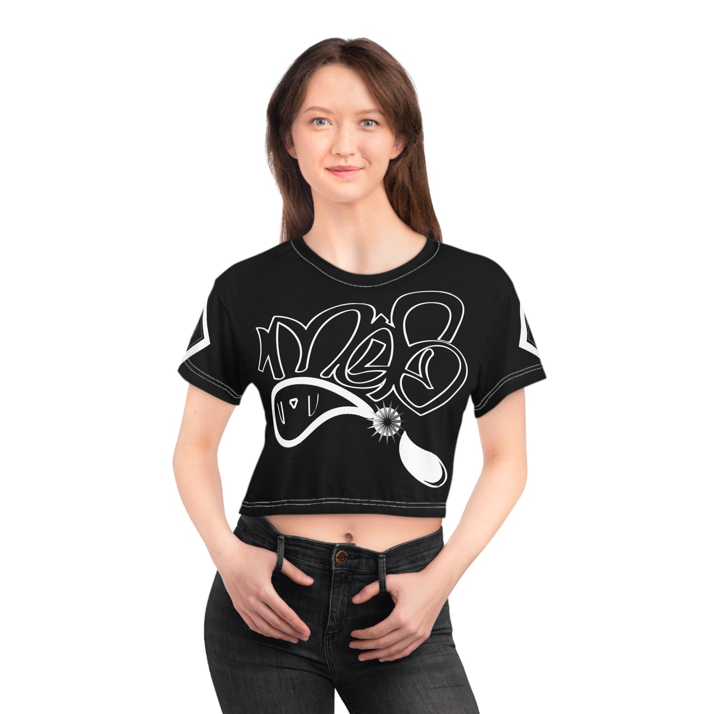 mofo 15star logo diamond combo black crop tee