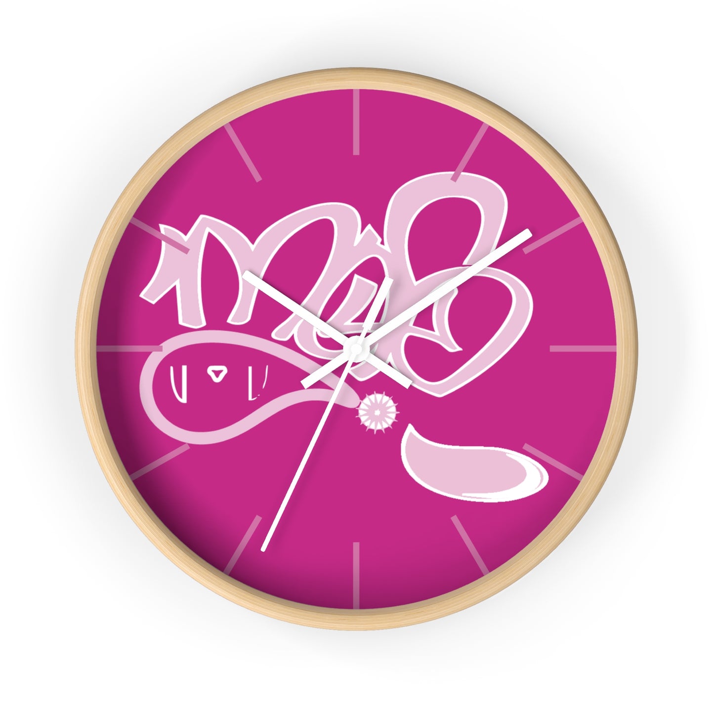 Vibrant Pink Graffiti Wall Clock - Funky Home Decor, Unique Gift, Modern Timepiece, Trendy Wall Art, Kid's Room Decoration