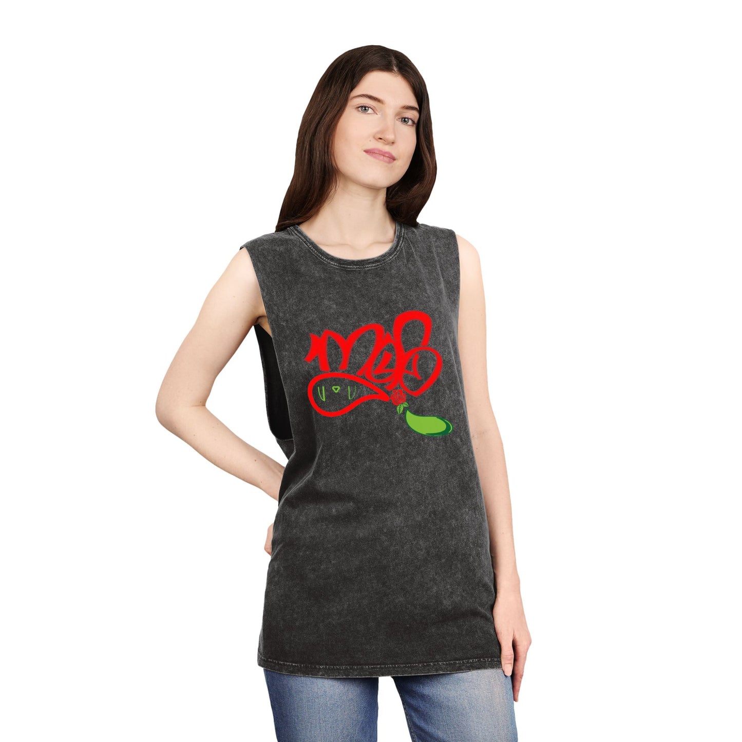 Stylish Stonewash Tank Top with Artistic Design, Casual Summer Wear, Trendy Fashion, Urban Outfit, Gift for Him/Her