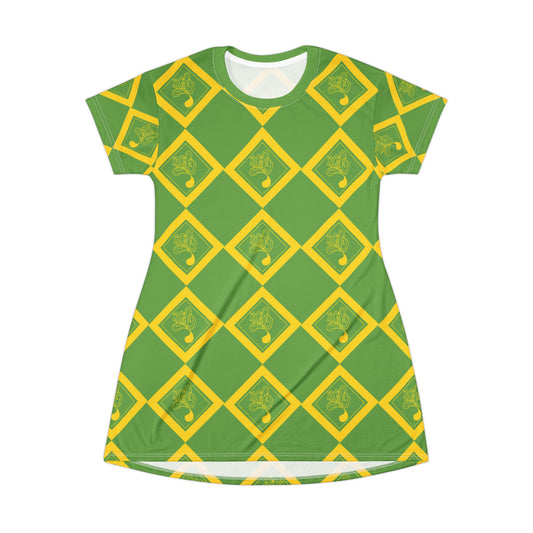 Vibrant Green AOP T-Shirt Dress, Comfortable Casual Dress, Trendy Summer Outfit, Gift for Her, Unique Daily Wear