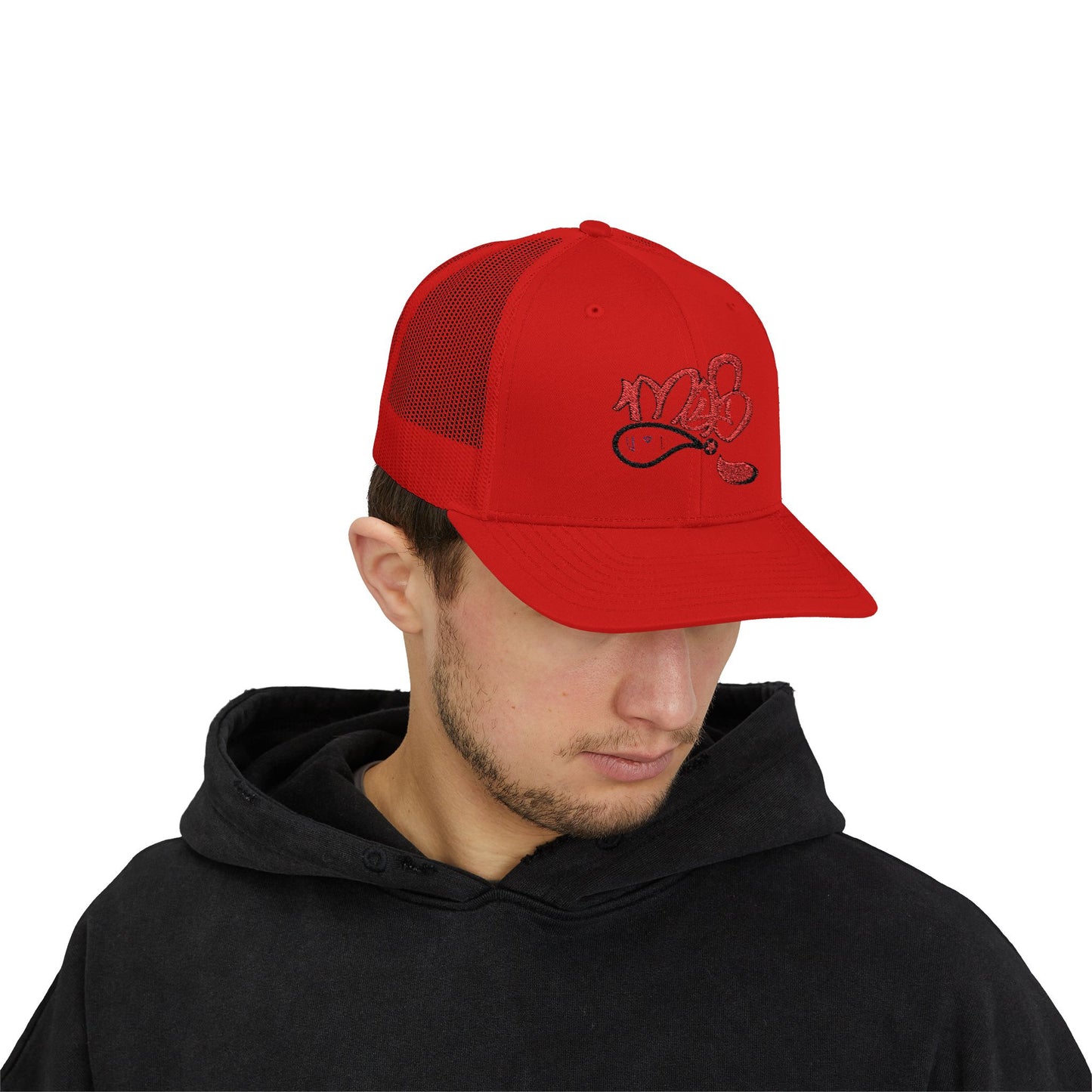 Red Snapback Trucker Cap with Unique Design, Casual Hat for Sports, Outdoors, Festivals, Gifts, Fashion Statement