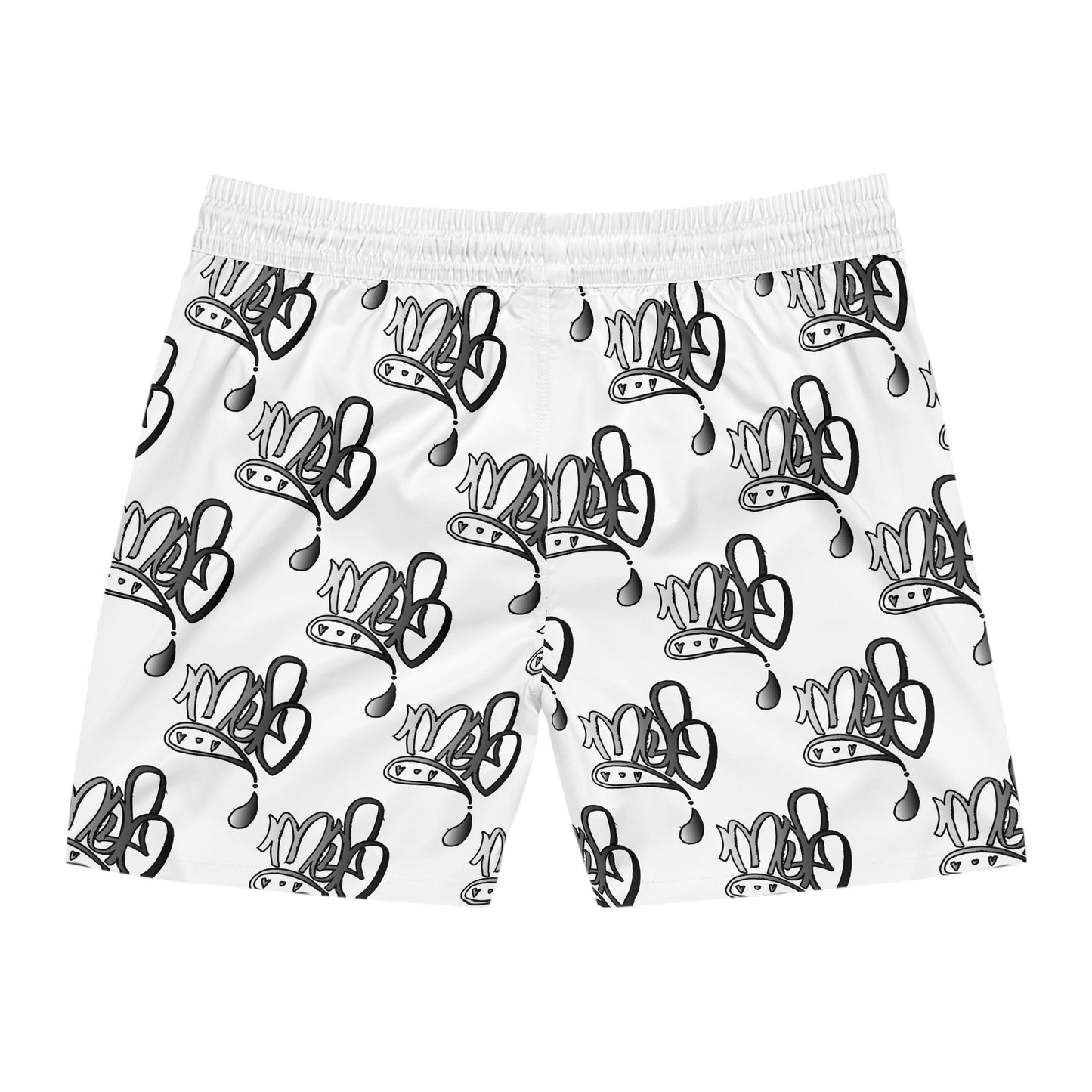 Aop mofo logo silver white swim shorts
