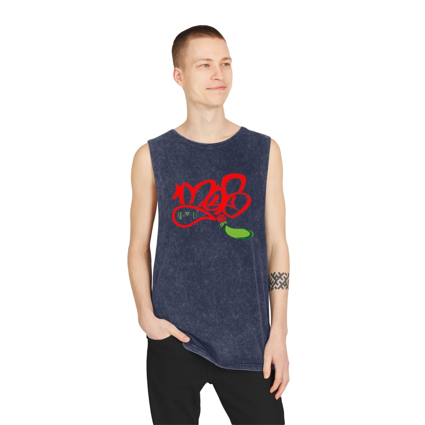 Stylish Stonewash Tank Top with Artistic Design, Casual Summer Wear, Trendy Fashion, Urban Outfit, Gift for Him/Her