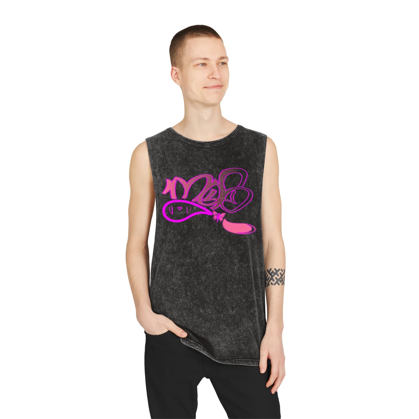 Vibrant Unisex Stonewash Tank Top with Artistic Design