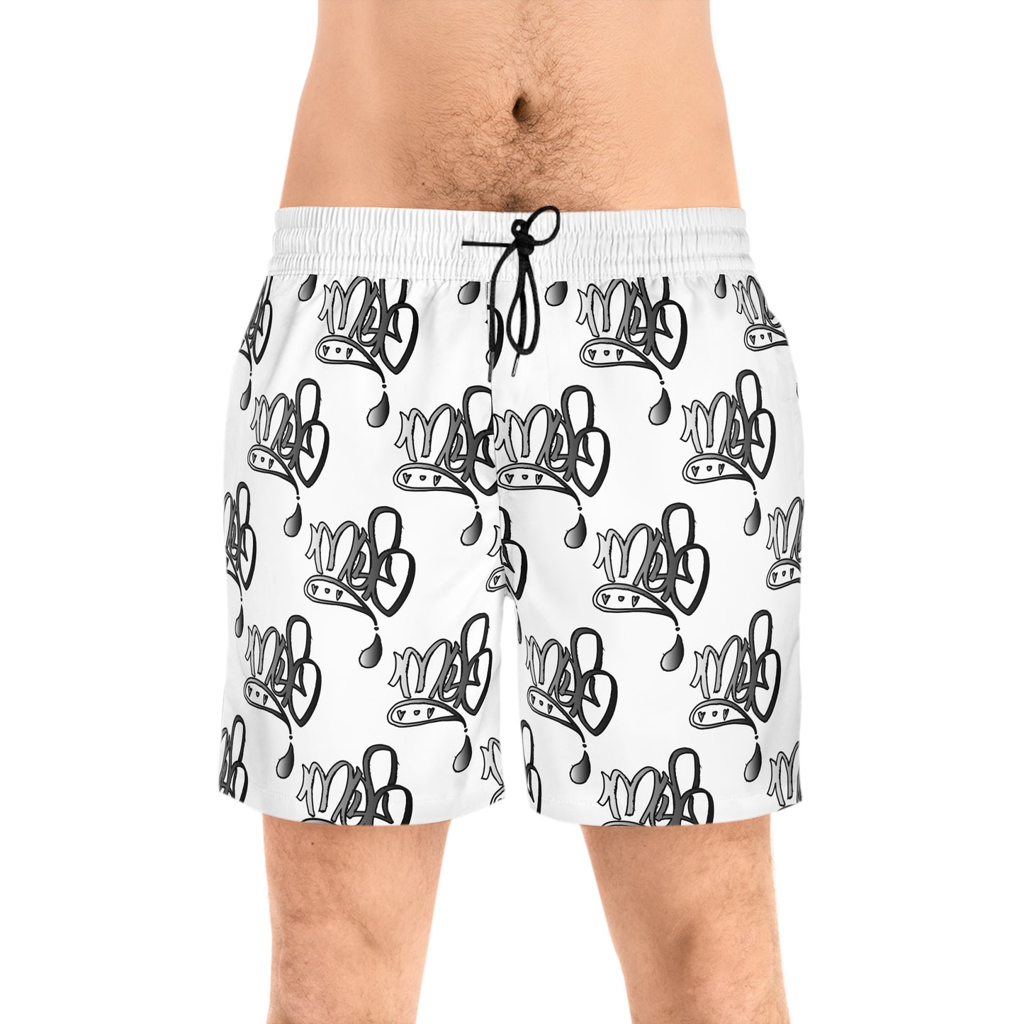 Aop mofo logo silver white swim shorts
