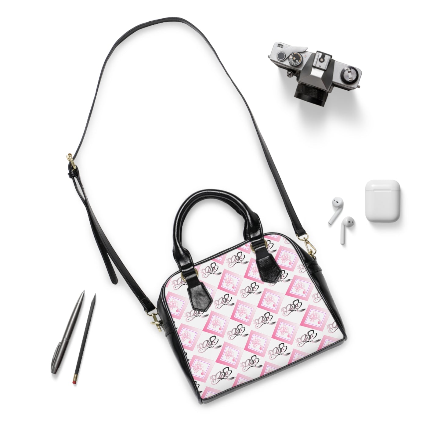 Pink Diamond Print Shoulder Handbag | Stylish and Chic Everyday Accessory