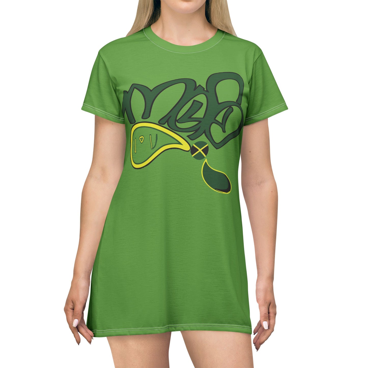 Vibrant Graffiti T-Shirt Dress, Casual Summer Style, Streetwear Fashion, Graphic Tee Dress, Fun and Comfortable Outfit