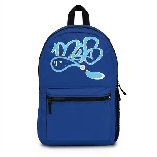 Trendy Blue Graffiti Backpack, Cool School Bag, Unique Daypack, Urban Style Rucksack, Gift for Teens, Casual Travel Gear