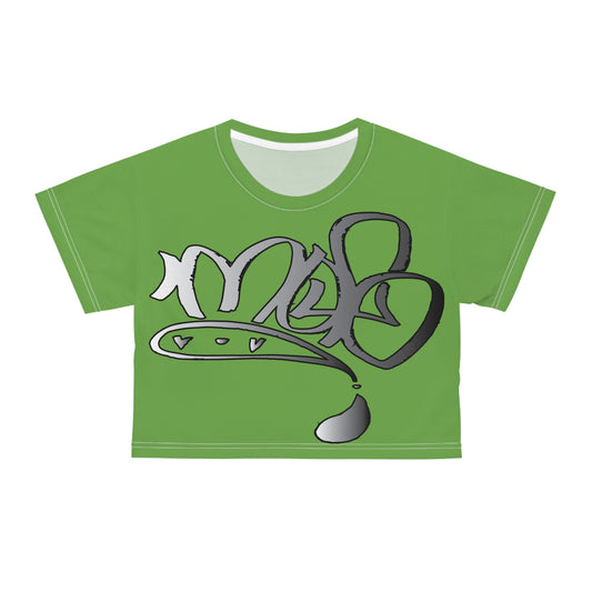 silver mofo logo low crop tee light green