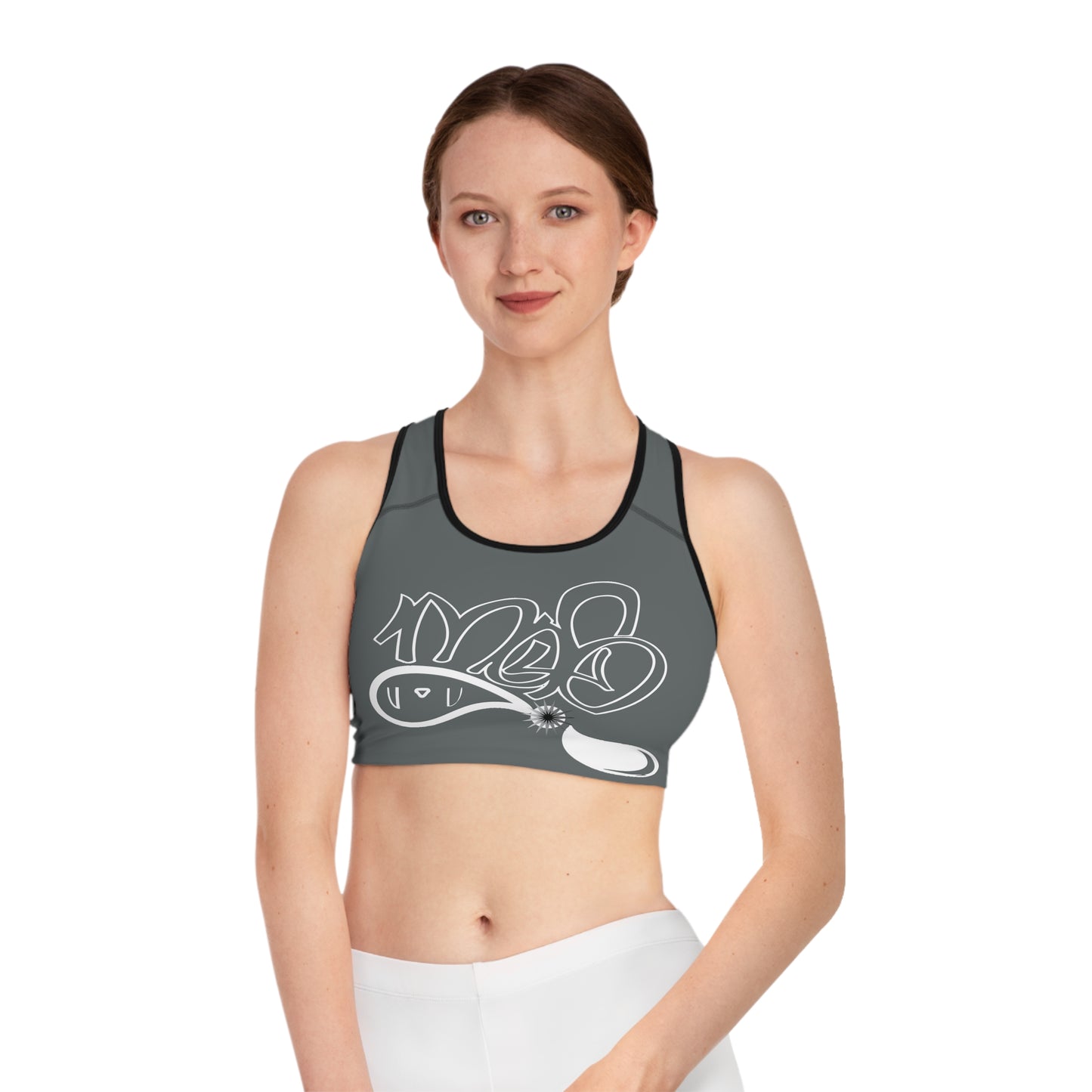 mofo 15star logo sports bra dark grey