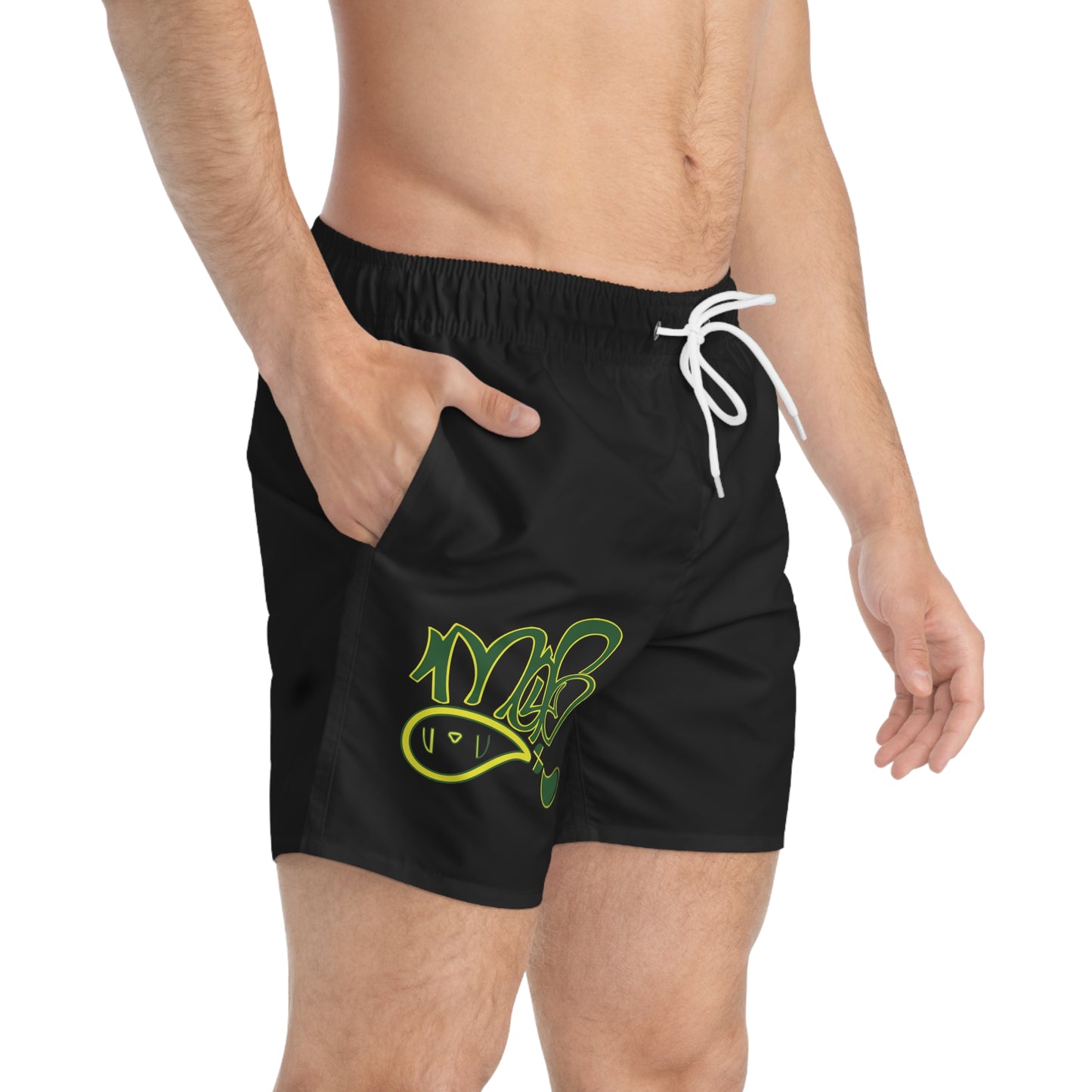Stylish Swim Trunks, Summer Swimwear, Beachwear, Men's Swim Shorts, Graffiti Print Swim Trunks, Perfect for Vacations