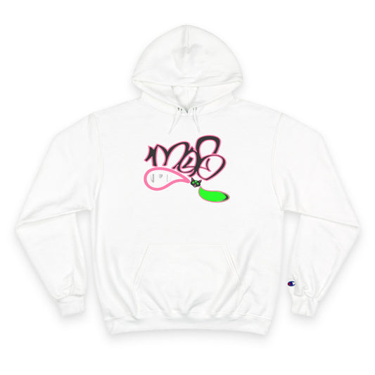 Champion Hoodie with 3 eyed black cat mofo logo