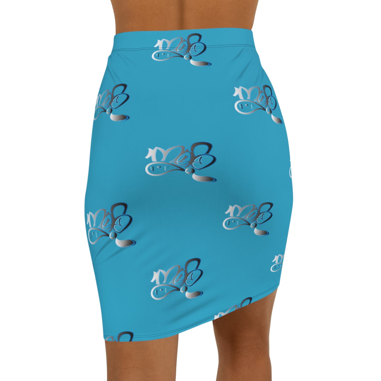 Stylish Women's Mid-Waist Pencil Skirt with Unique Graphic Design