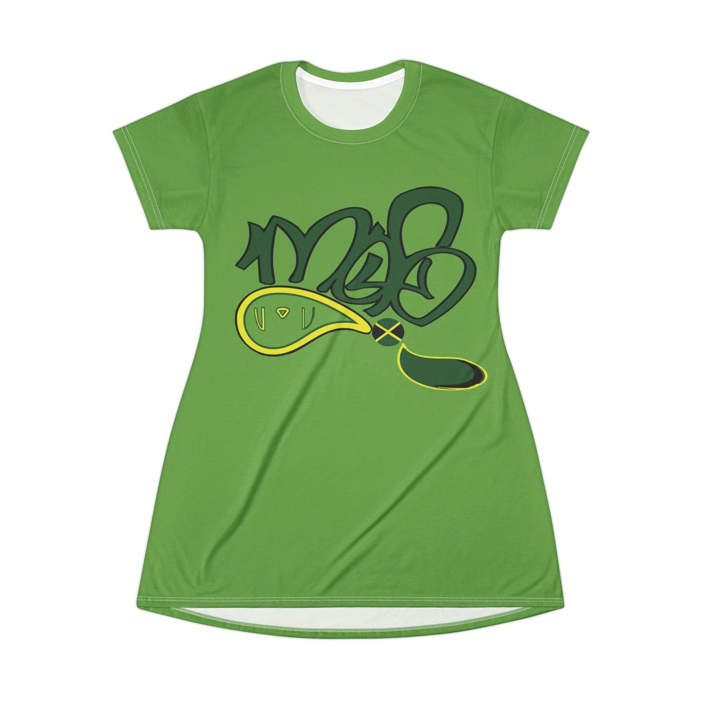 Vibrant Graffiti T-Shirt Dress, Casual Summer Style, Streetwear Fashion, Graphic Tee Dress, Fun and Comfortable Outfit