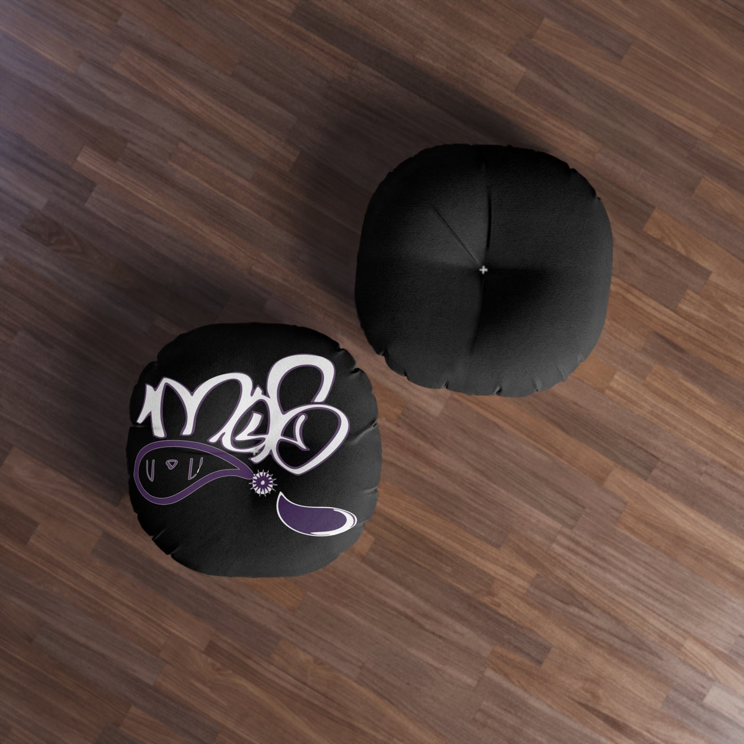 Round Tufted Floor Pillow - Cozy Black Decorative Cushion for Home, Modern Living Room, Boho Decor, Relaxation, Gift Idea
