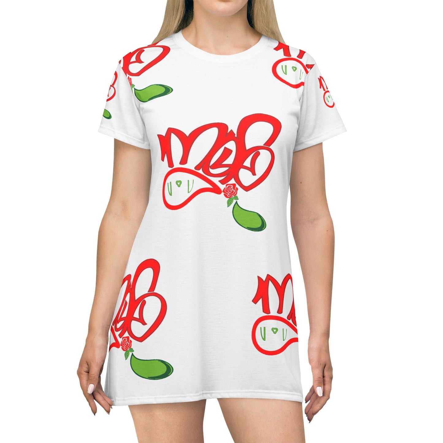 Vibrant Floral T-Shirt Dress, Casual Summer Wear, Gift for Her, Daily Comfort, Bohemian Style, Beach Ready, Festive Outfit