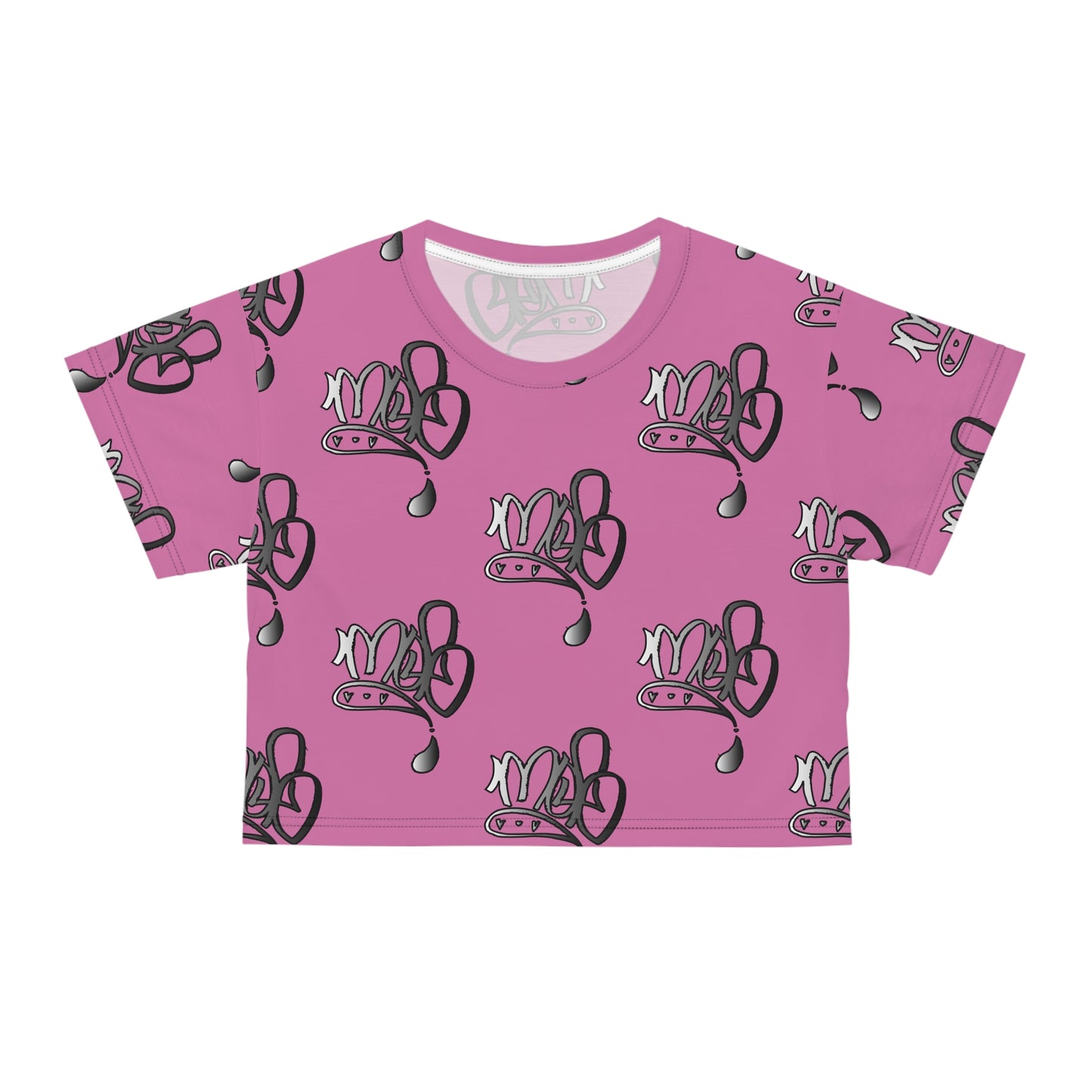Playful Pink Crop Tee with Fun Graphic Design