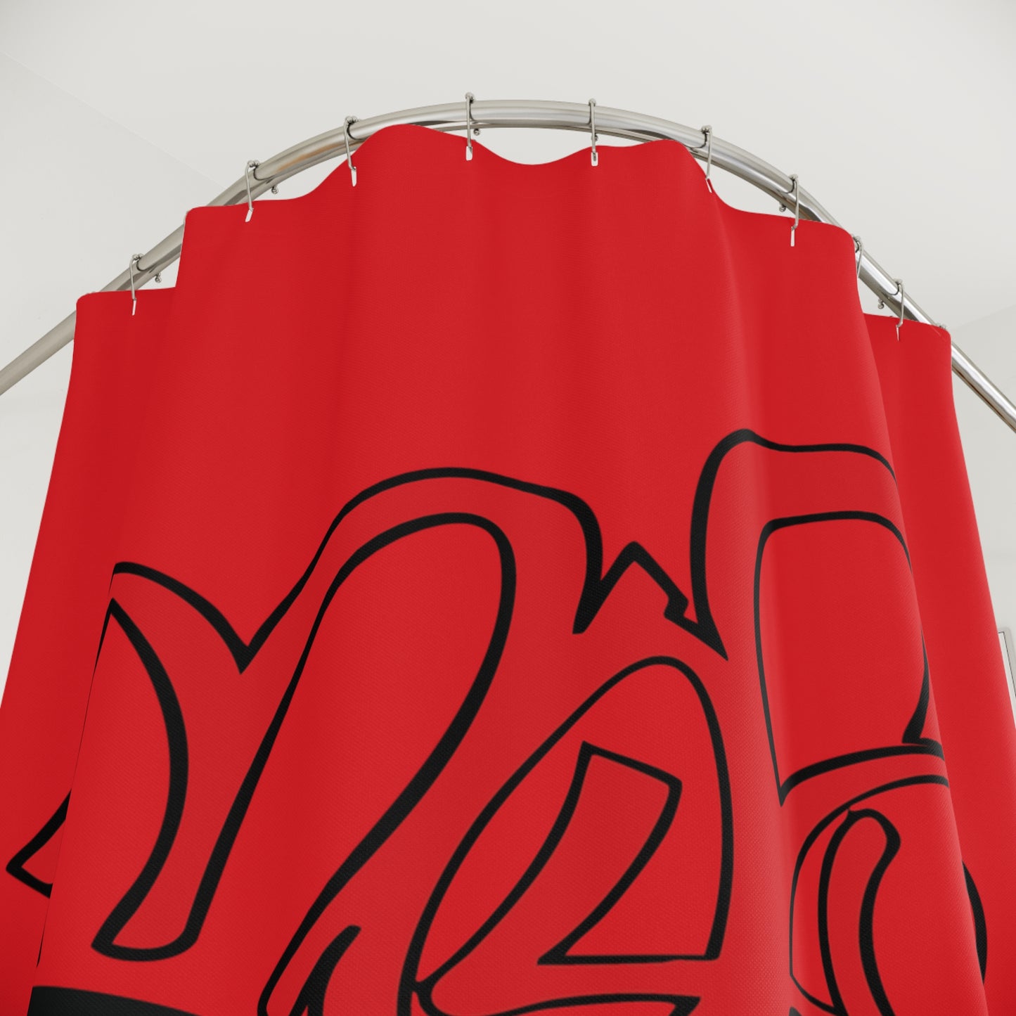 Bold Graffiti Shower Curtain, Modern Bathroom Decor, Unique Red & Black Design, Urban Style, Gift for Art Lovers