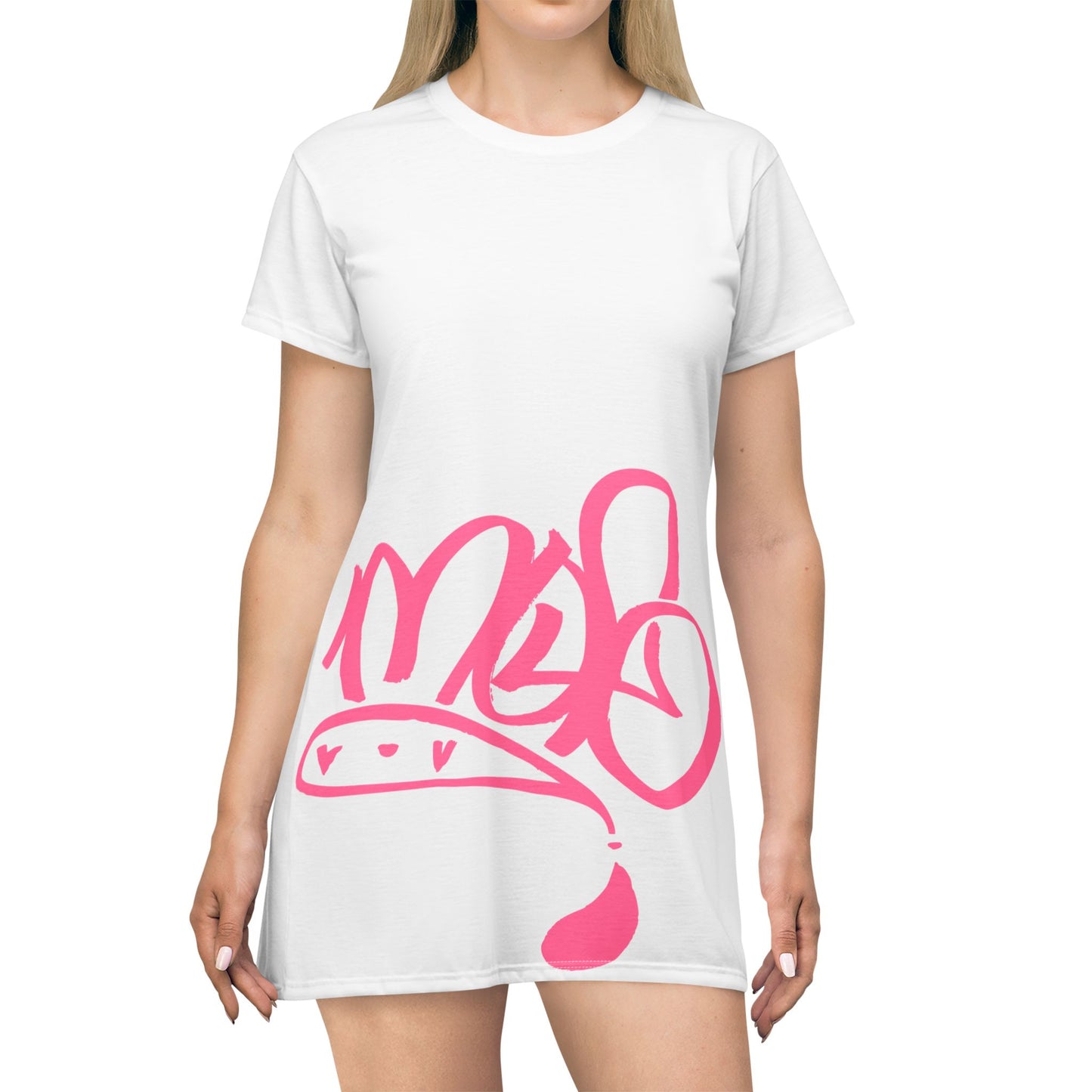 pink mofo logo low T-shirt dress white
