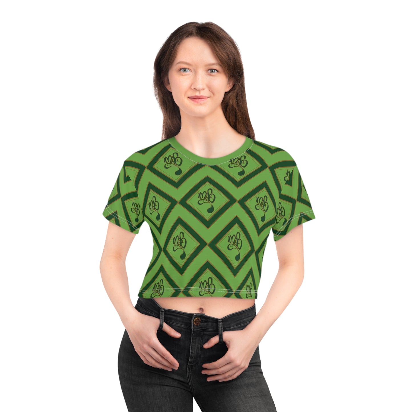 Stylish Patterned Crop Tee, Trendy Summer Top, Casual Fashion Tee, Comfortable Streetwear, Unique Graphic Tee