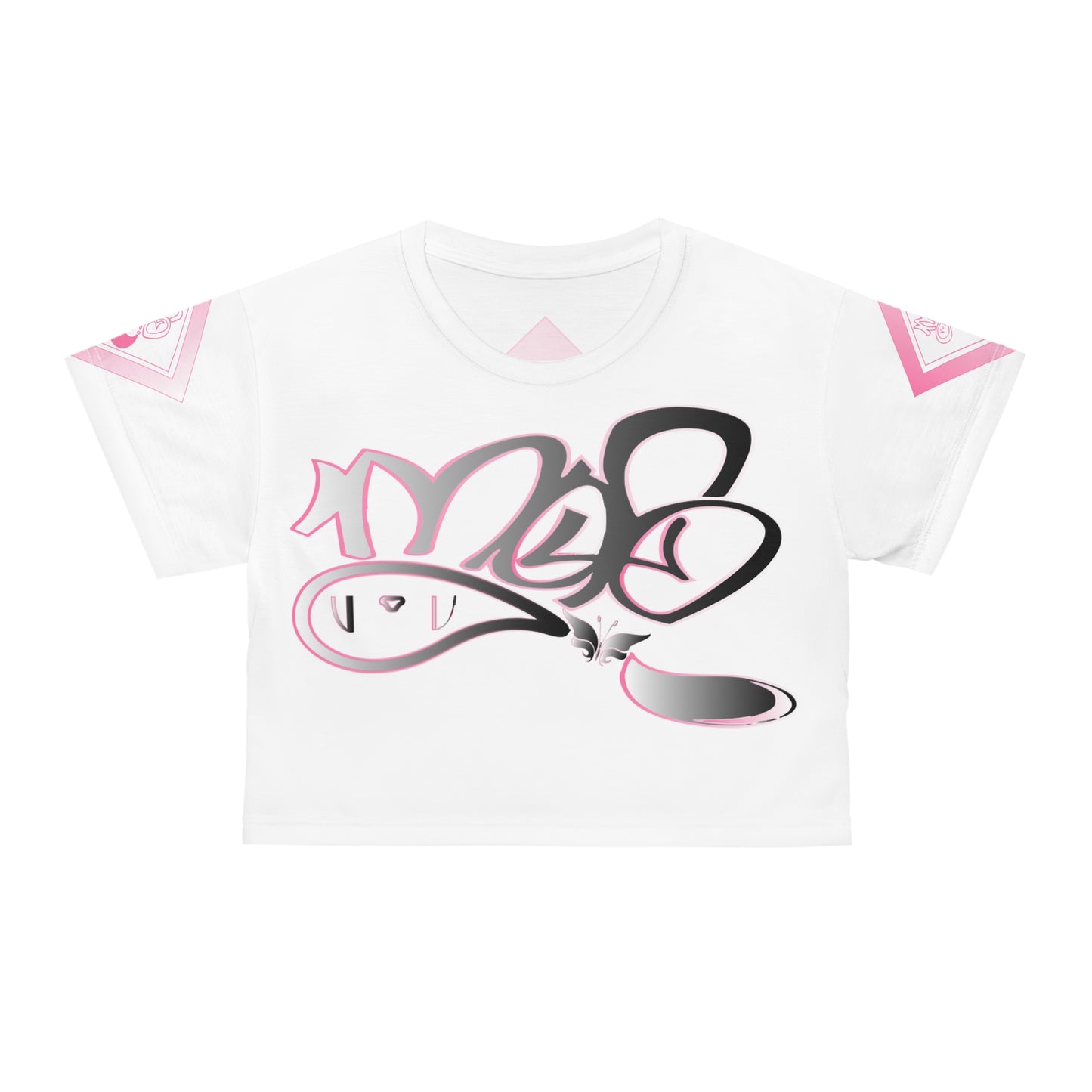 mofo sharp butterfly diamond combo crop tee white