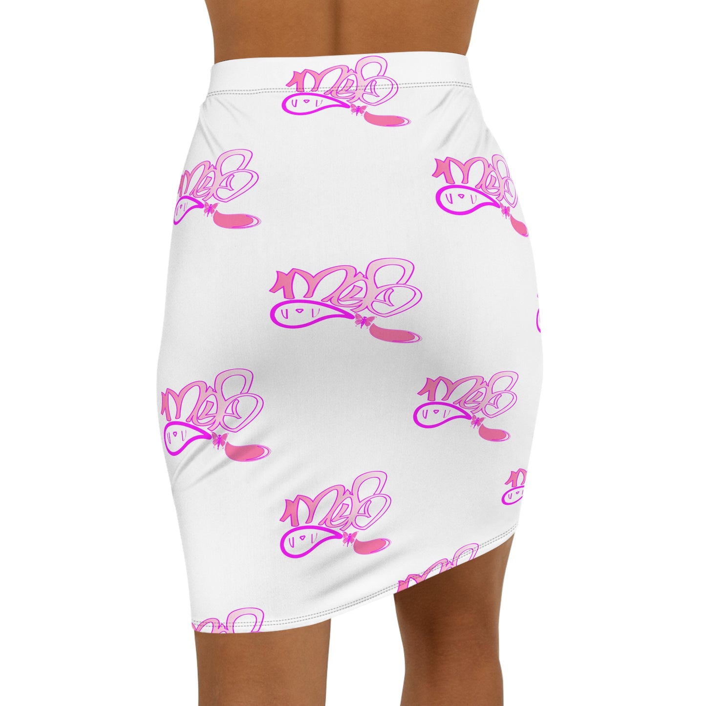 Trendy Women's Mid-Waist Pencil Skirt with Playful Print