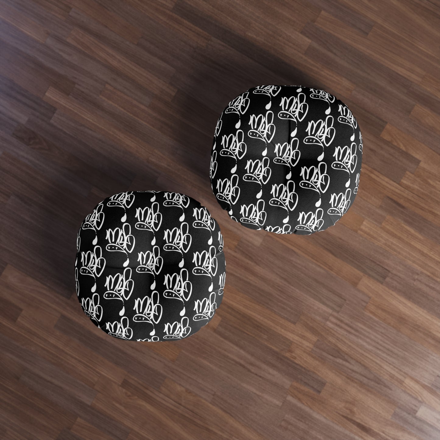 Modern Black Round Tufted Floor Pillow with Unique Design