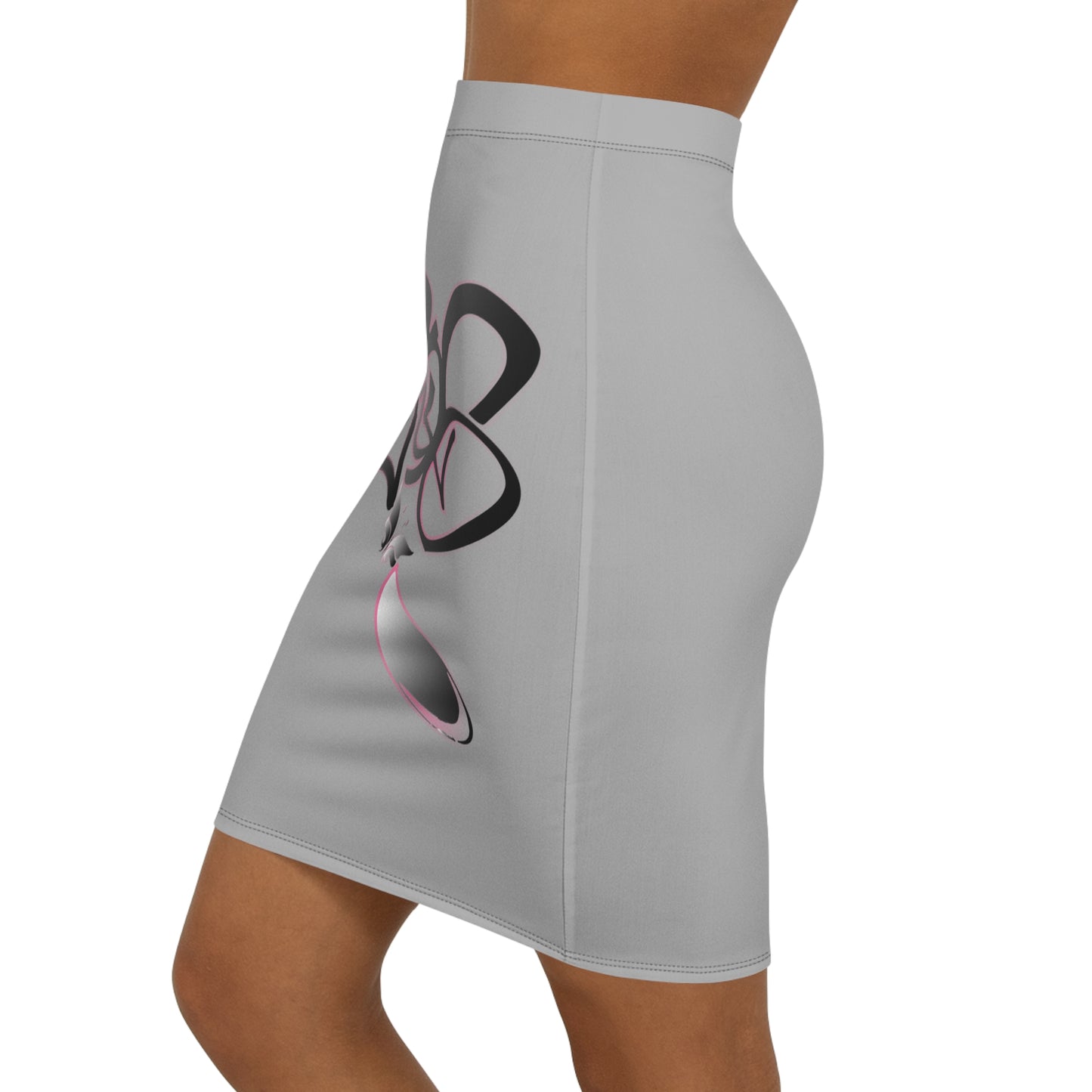 Stylish Women's Mid-Waist Pencil Skirt with Abstract Design