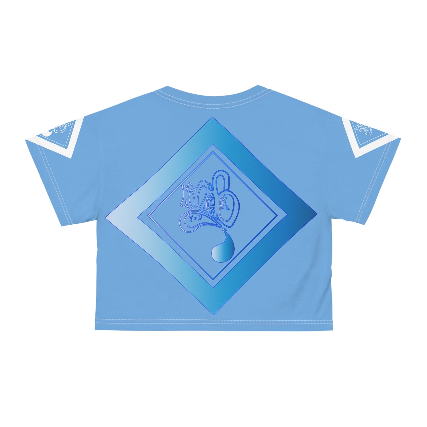 mofo Benjamin Franklin logo diamond combo light blue crop tee