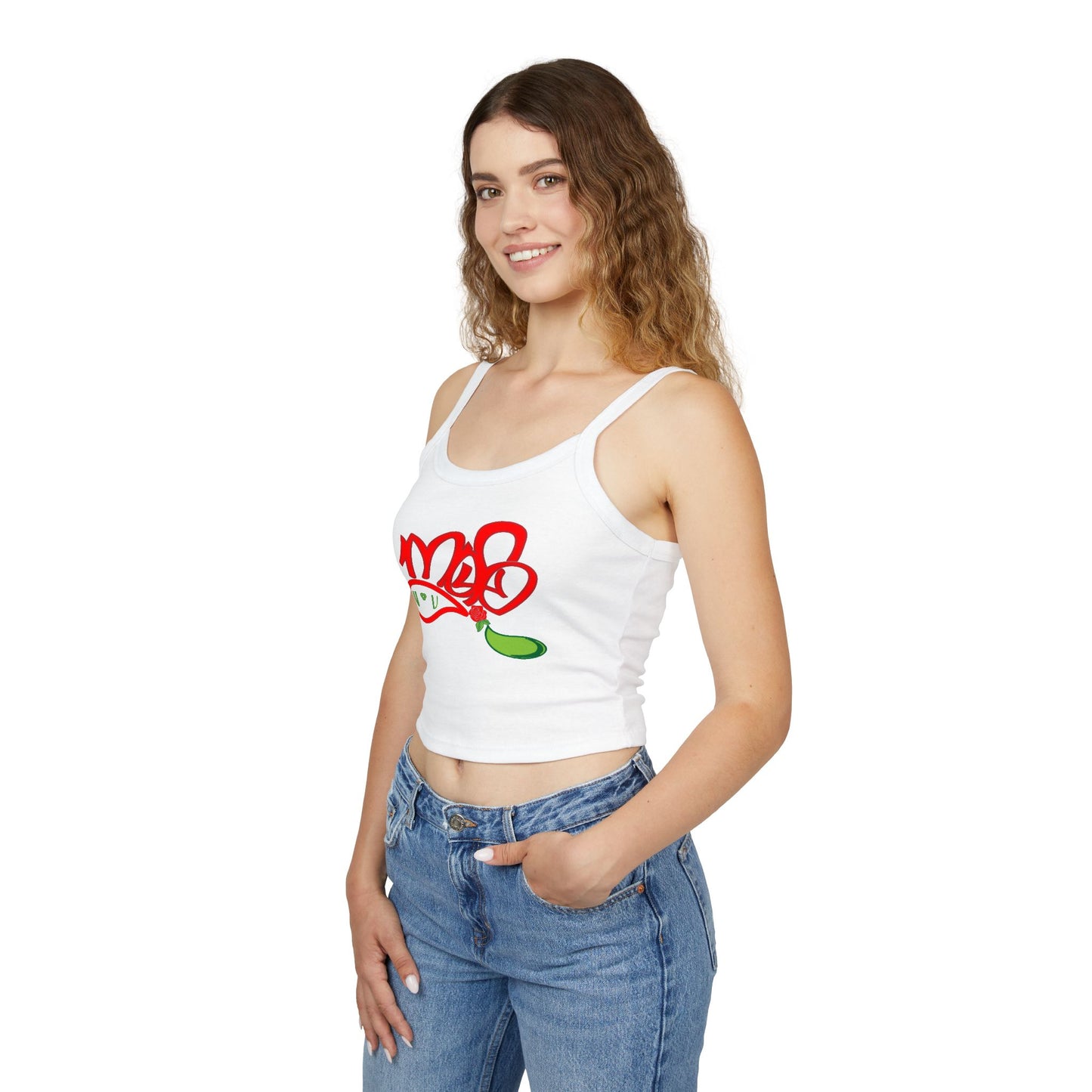 Stylish Women's Spaghetti Strap Tank Top with Colorful Graffiti Design, Summer Fashion, Casual Wear, Festival Outfit, Gift for Her