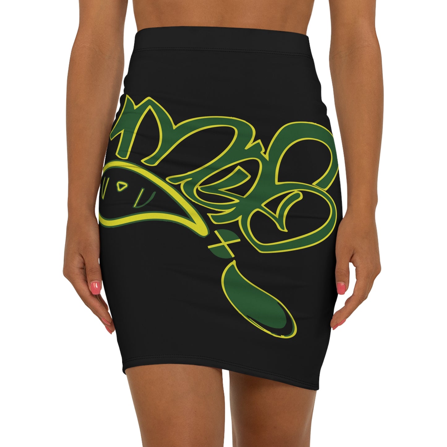 Chic Women's Mid-Waist Pencil Skirt, Trendy Office Wear, Night Out Fashion, Versatile Wardrobe Staple, Graffiti Print Style, Perfect [...]