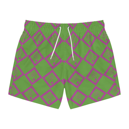 Vibrant Geometric Swim Trunks, Colorful Beachwear, Summer Swim Shorts, Pool Party Attire, Trendy Vacation Gear