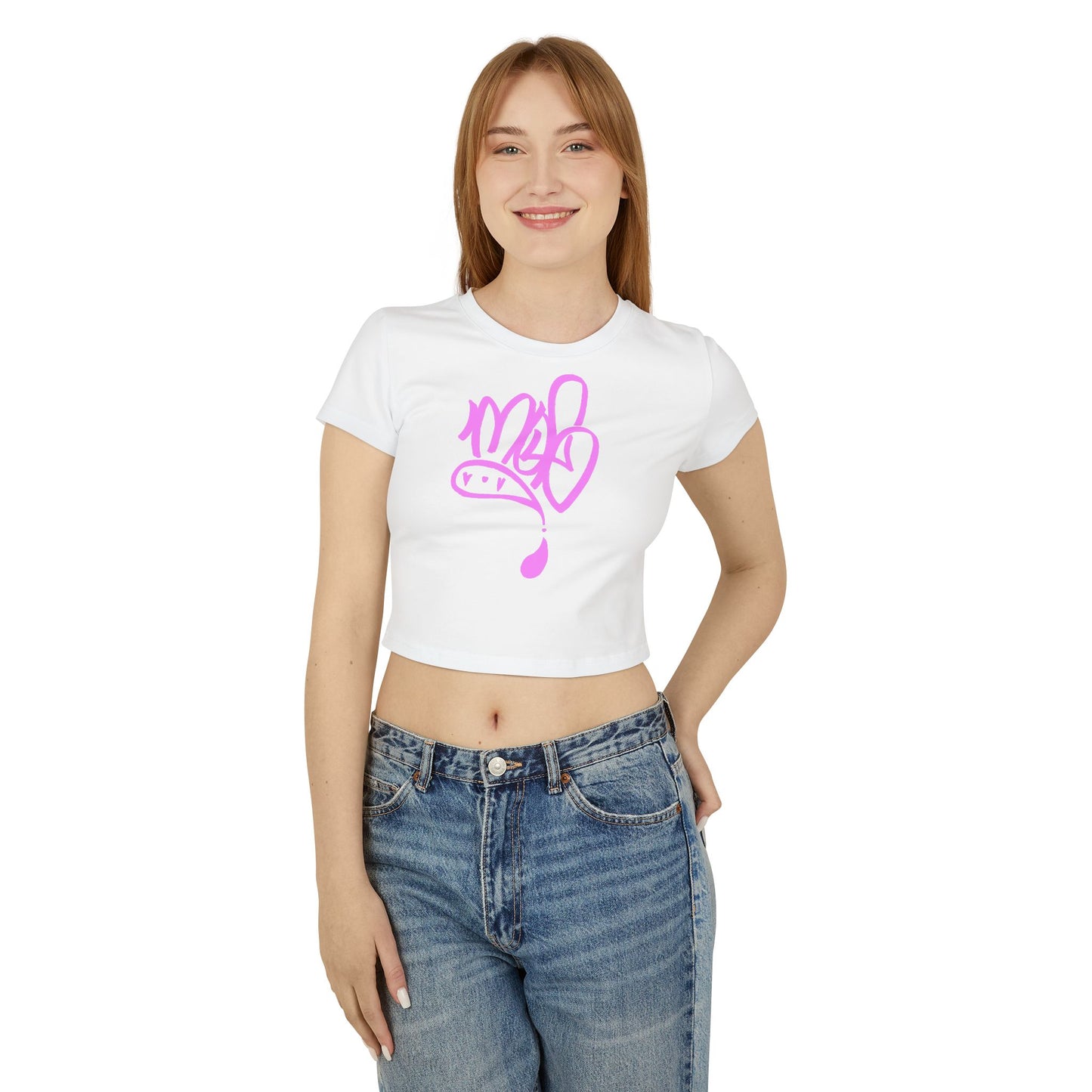 Trendy Women's Baby Tee with Pink Design - Stylish Crop Top, Casual Wear, Gift for Her, Birthday Tee, Summer Fashion