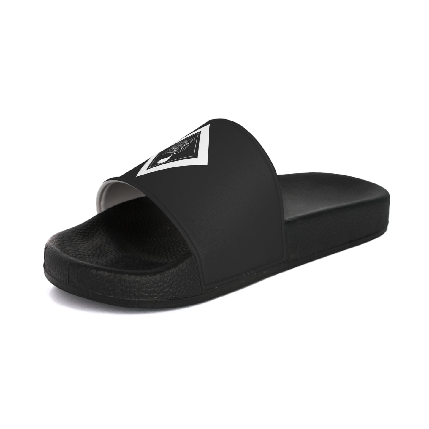 Men's Black Slide Sandals with white mofo diamond logo
