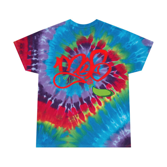 Spiral Tie-Dye Tee with mofo rose logo diamond combo