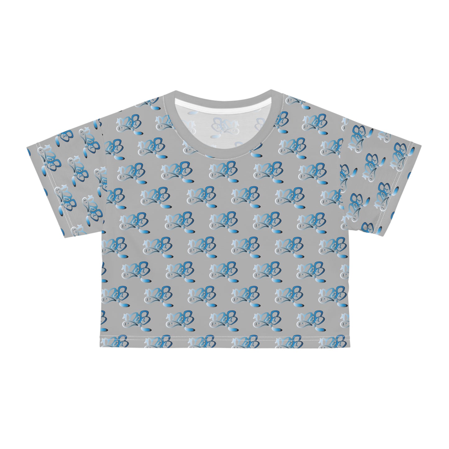 Blue Butterfly AOP Crop Tee | Cute Summer Top, Trendy Fashion Shirt, Gift for Her, Boho Chic Style, Casual Wear