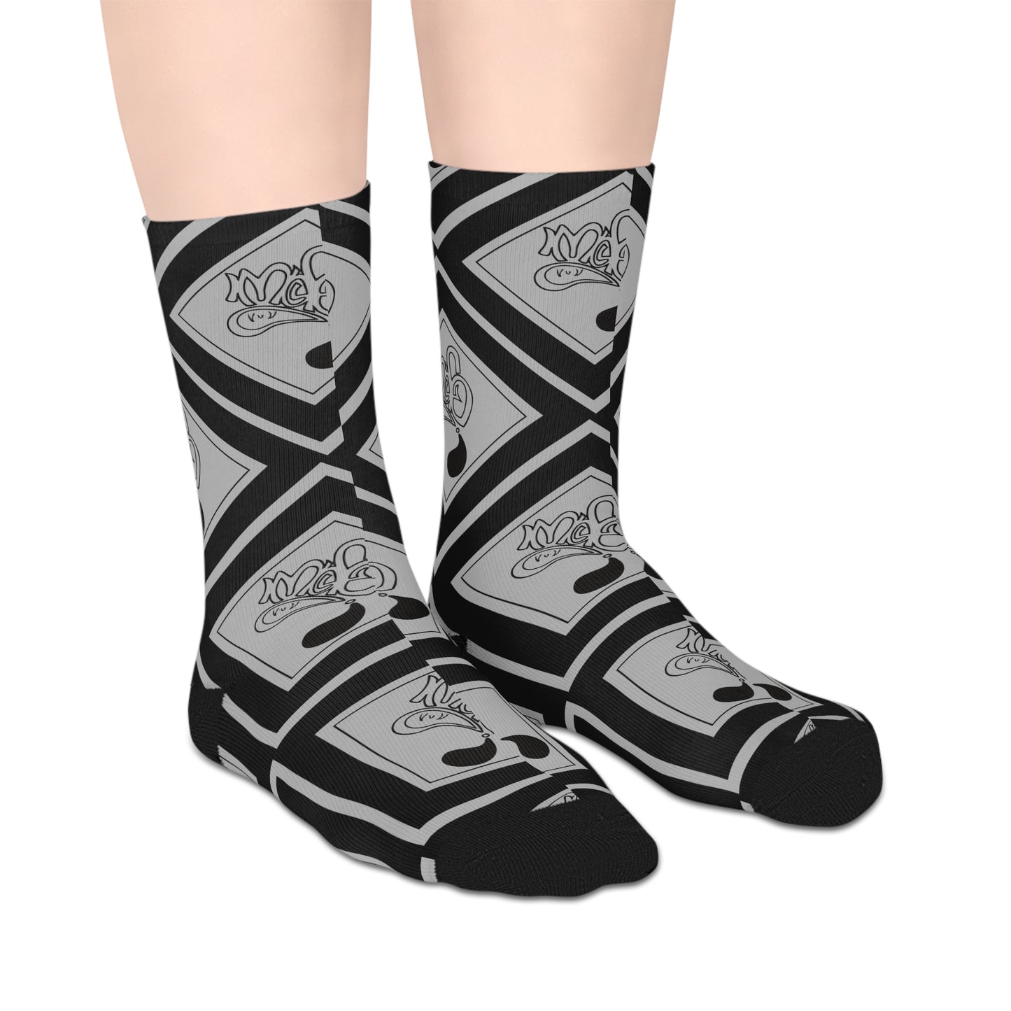 Stylish Mid-Length Socks with Unique Graphic Design, Casual Socks, Fashionable Footwear, Gift for Him/Her, Everyday Wear, Trendy Accessories