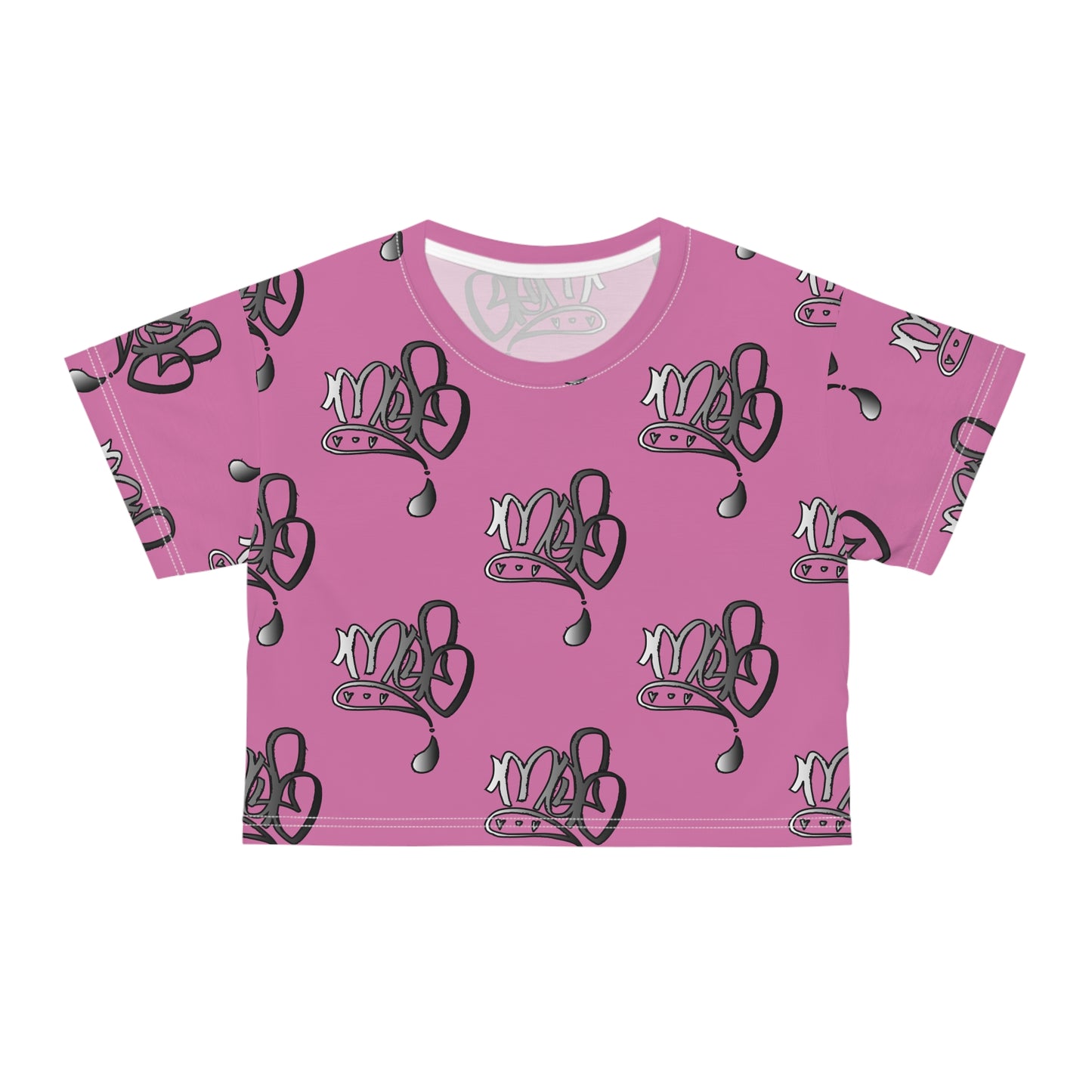 Playful Pink Crop Tee with Fun Graphic Design