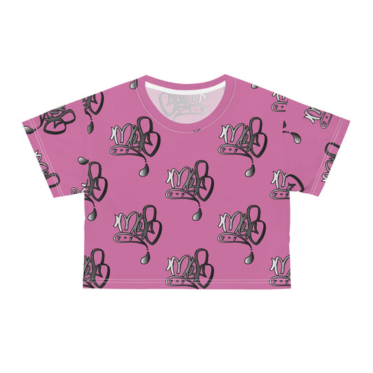 Playful Pink Crop Tee with Fun Graphic Design