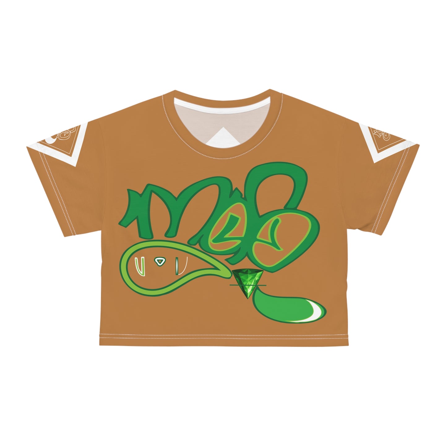 mofo earth gem logo diamond combo light brown crop tee