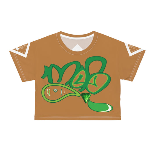 mofo earth gem logo diamond combo light brown crop tee