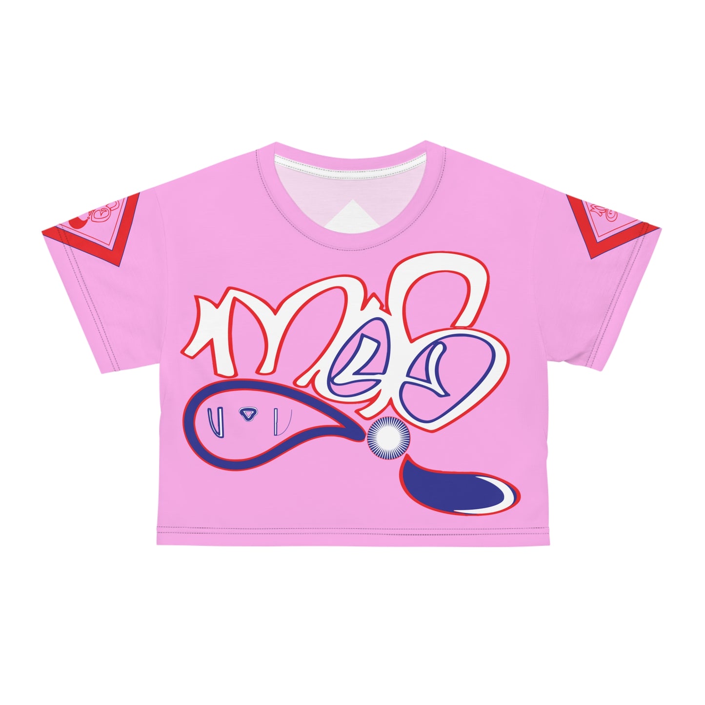 mofo usa logo diamond combo crop tee light pink
