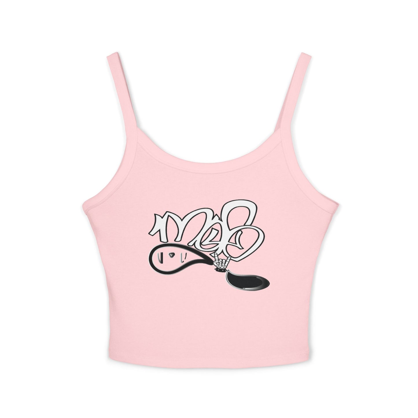 Trendy Women's Spaghetti Strap Tank Top with Playful Design