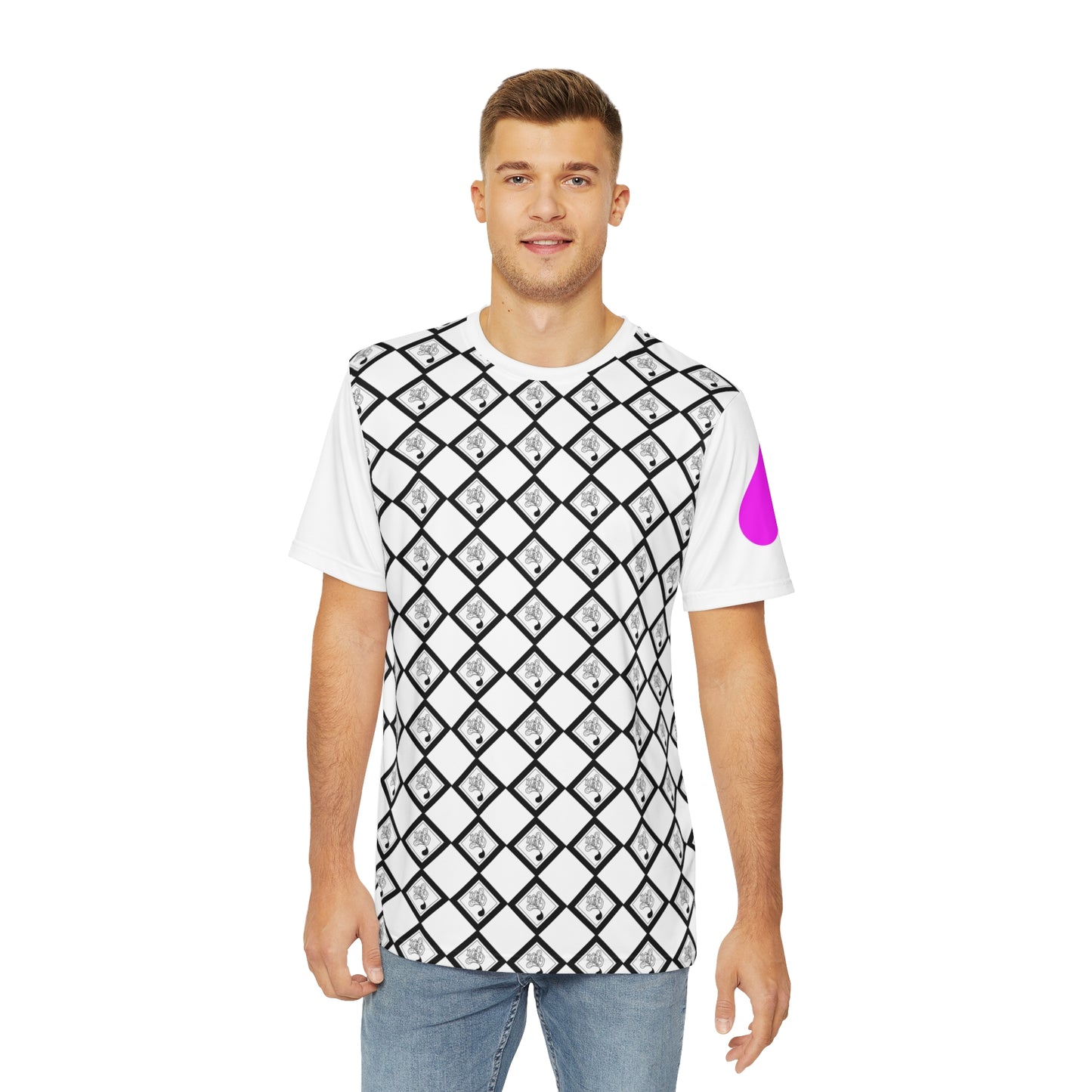 Men's Graphic Tee with Modern Geometric Design, Fun Casual Wear, Perfect Gift for Him, Unique Art T-shirt, Stylish Summer Top, [...]