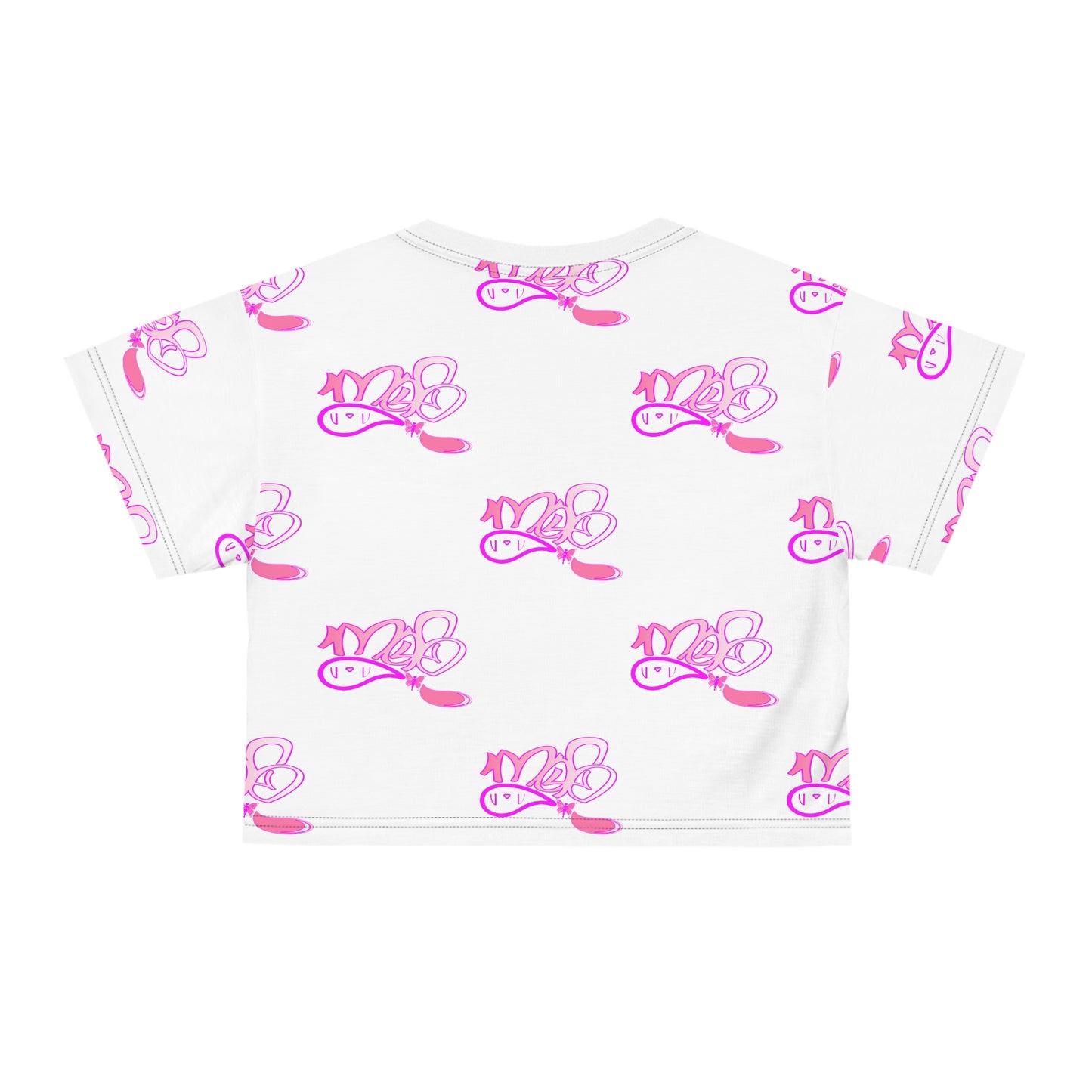 Playful Pink Butterfly Crop Tee