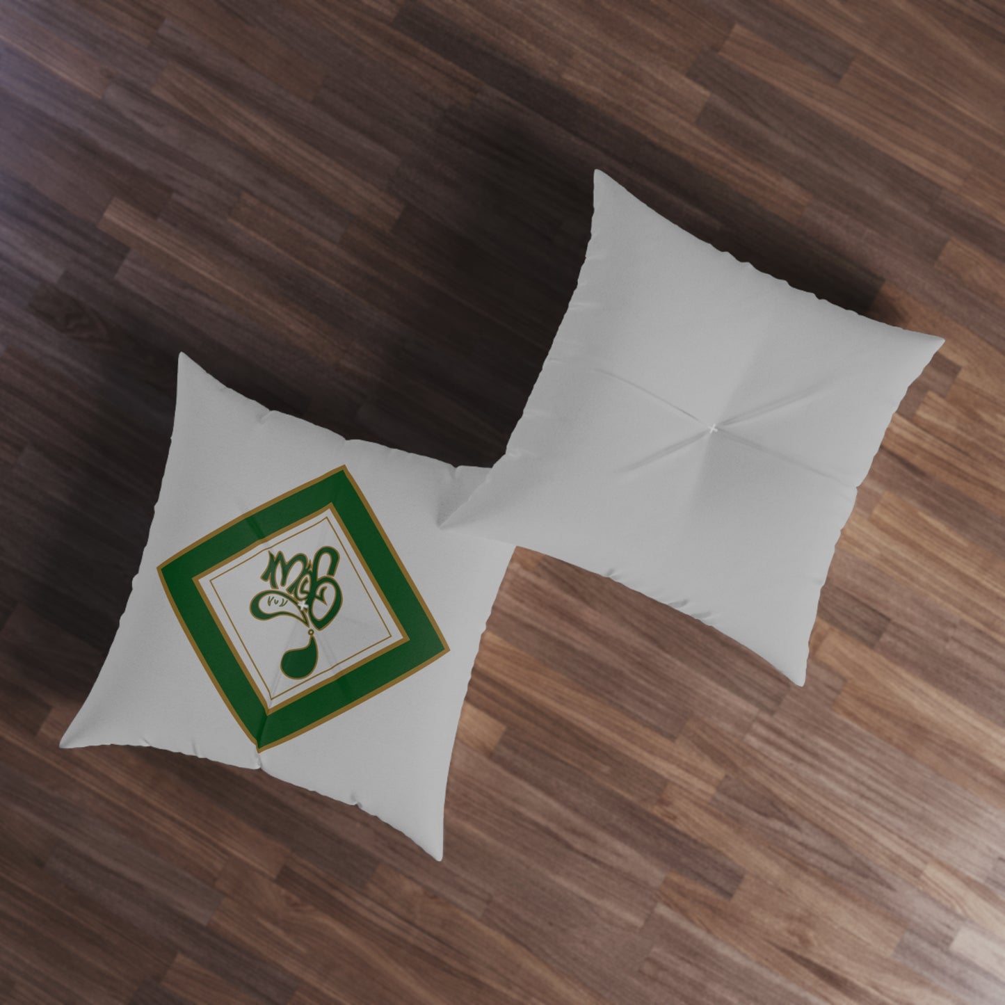 Tufted Floor Pillow with Elegant Green Design, Cozy Home Decor, Square Pillow for Living Room, Gift for Housewarming, Boho Style Accent