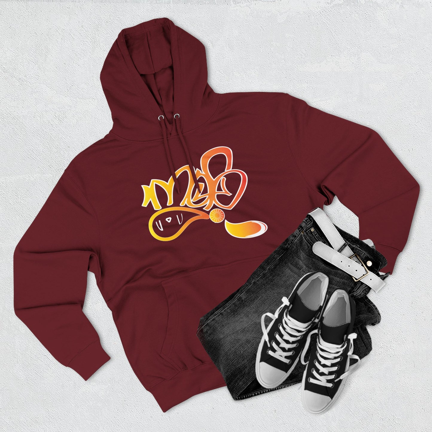 Vibrant Three-Panel Fleece Hoodie, Cozy Streetwear, Graphic Hooded Sweatshirt, Casual Pullover, Perfect for Gifts and Everyday Wear