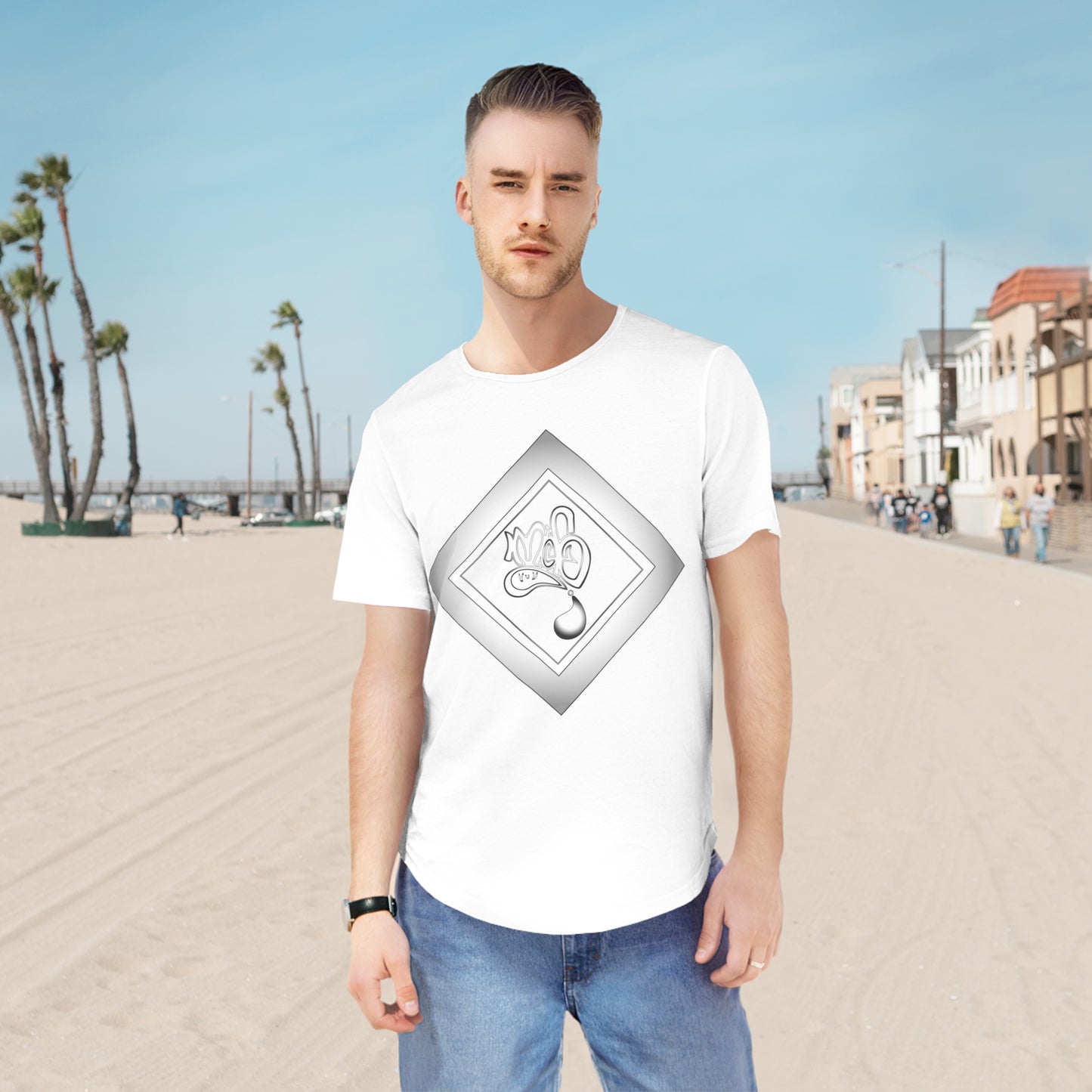 Mofo diamond silver mens curved hem