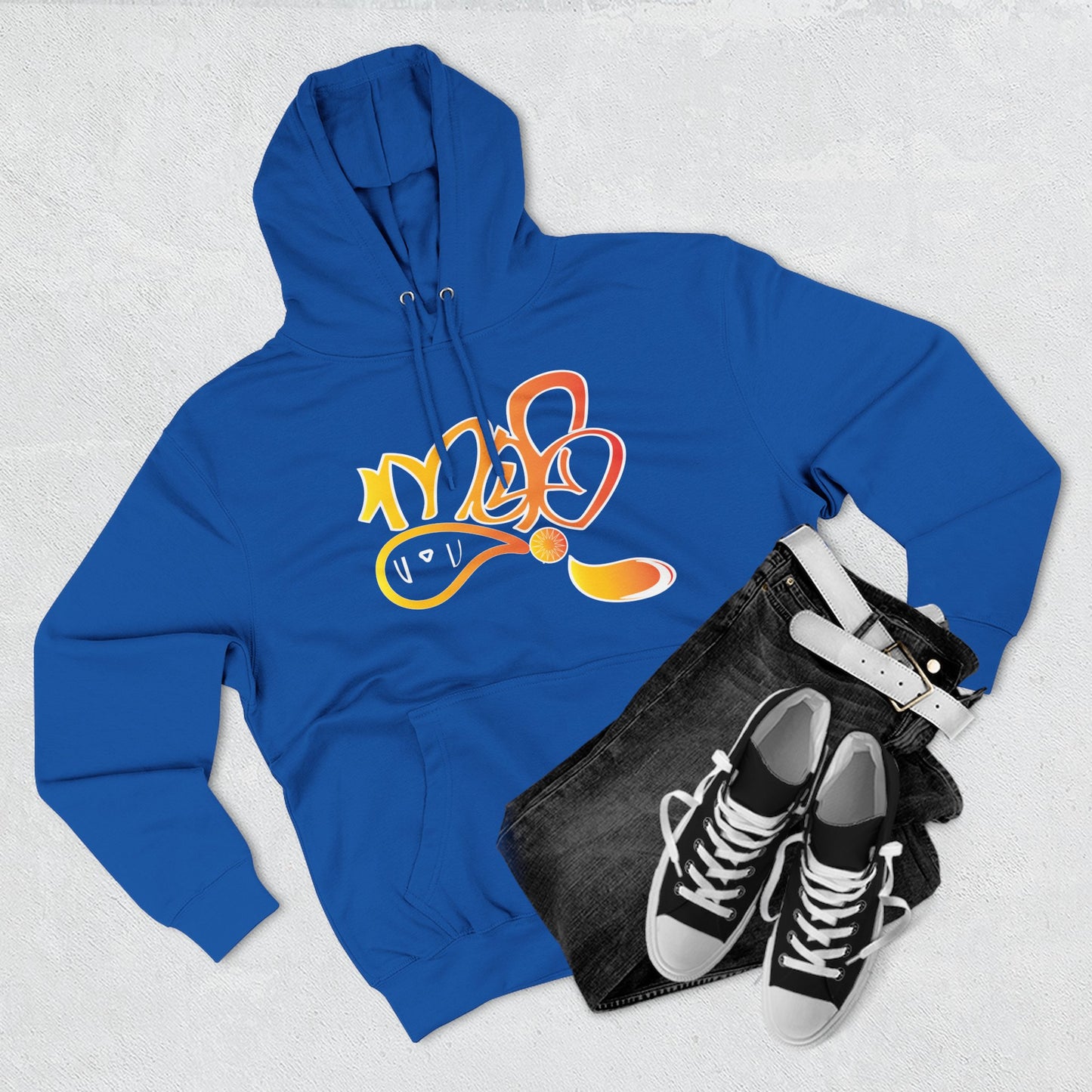 Vibrant Three-Panel Fleece Hoodie, Cozy Streetwear, Graphic Hooded Sweatshirt, Casual Pullover, Perfect for Gifts and Everyday Wear